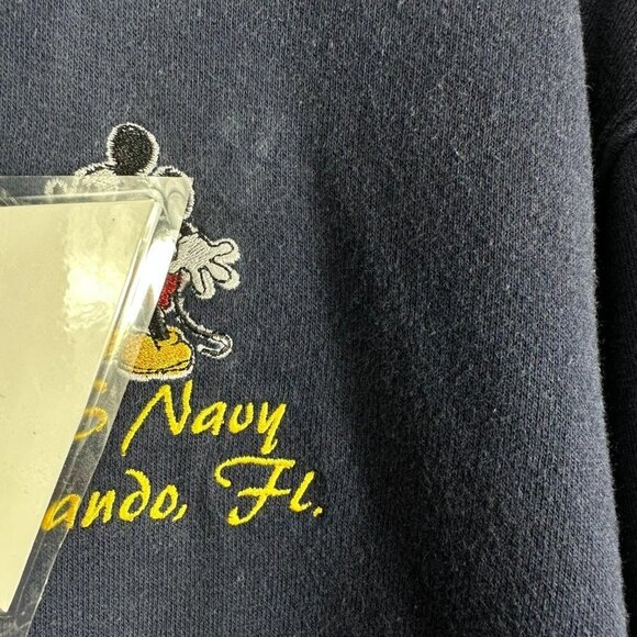 Vintage Disney Blue Hooded Jacket US Navy‎ Mickey Mouse Embroidered Zip Up Large - Picture 7 of 10